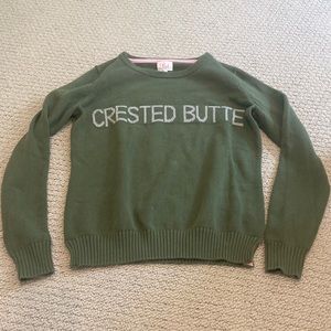 Green size small pink pineapple crested butte sweater